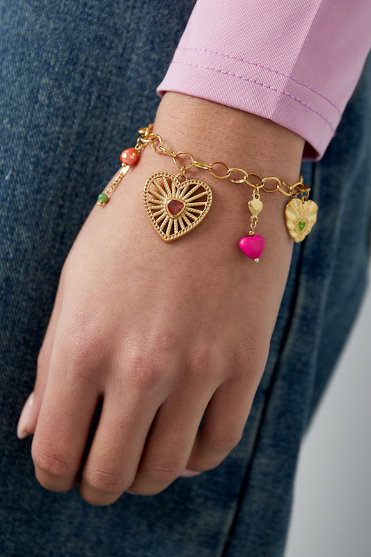 Elegant Gold Color Statement Charm Bracelet