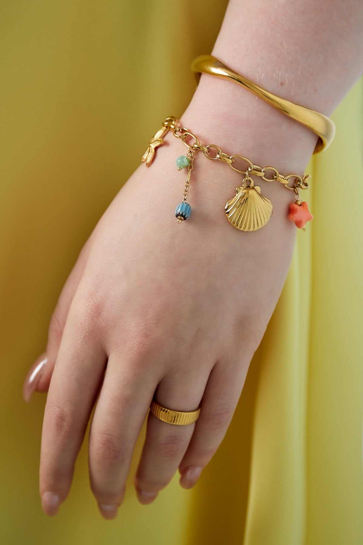 Elegant Gold Statement Charm Bracelet