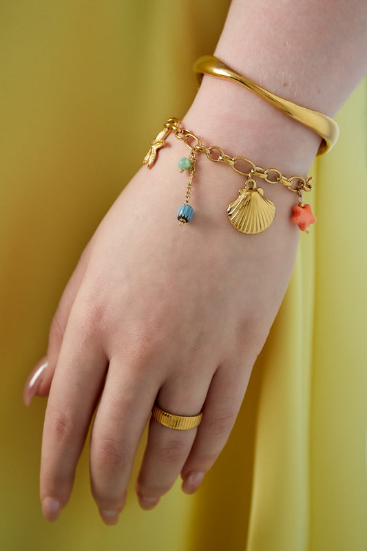 Elegant Gold Statement Charm Bracelet