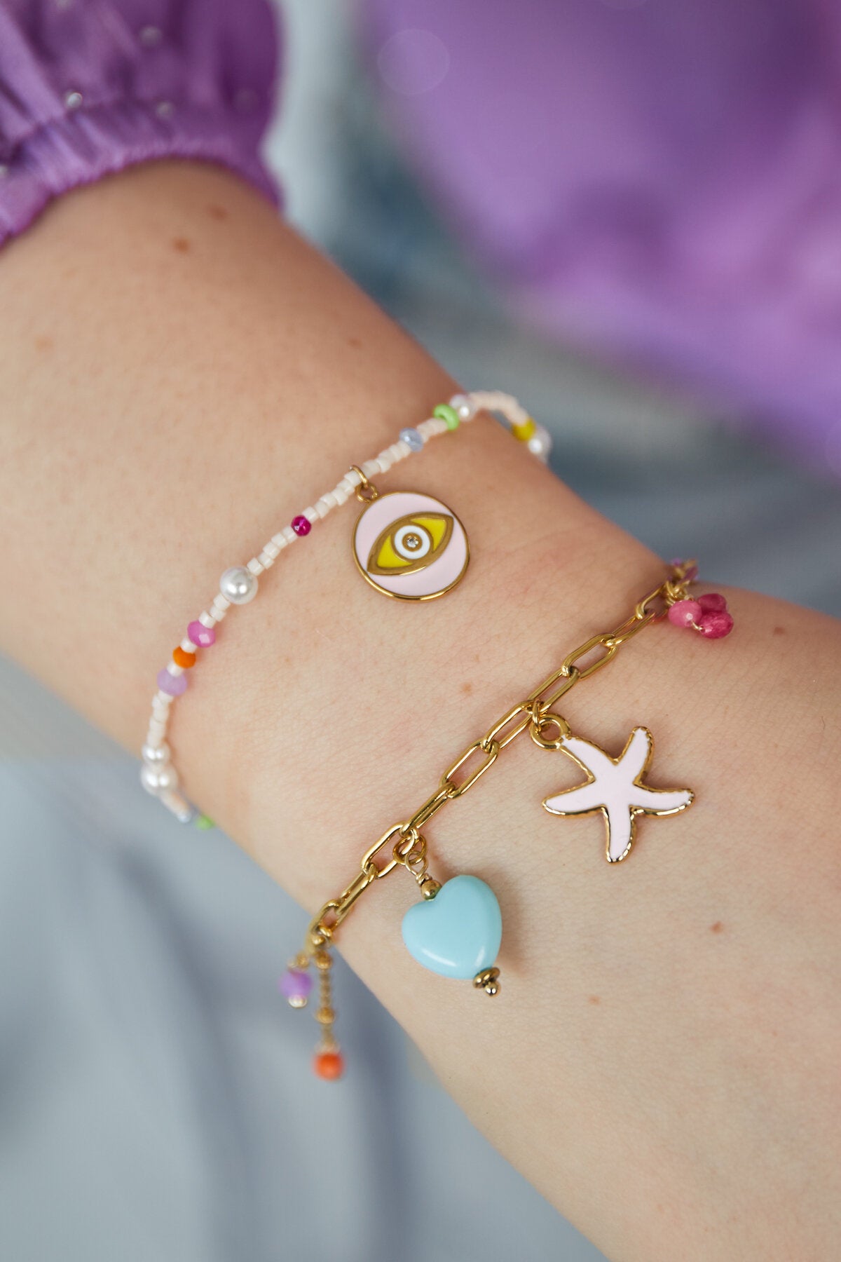Elegant Gold Color Statement Charm Bracelet