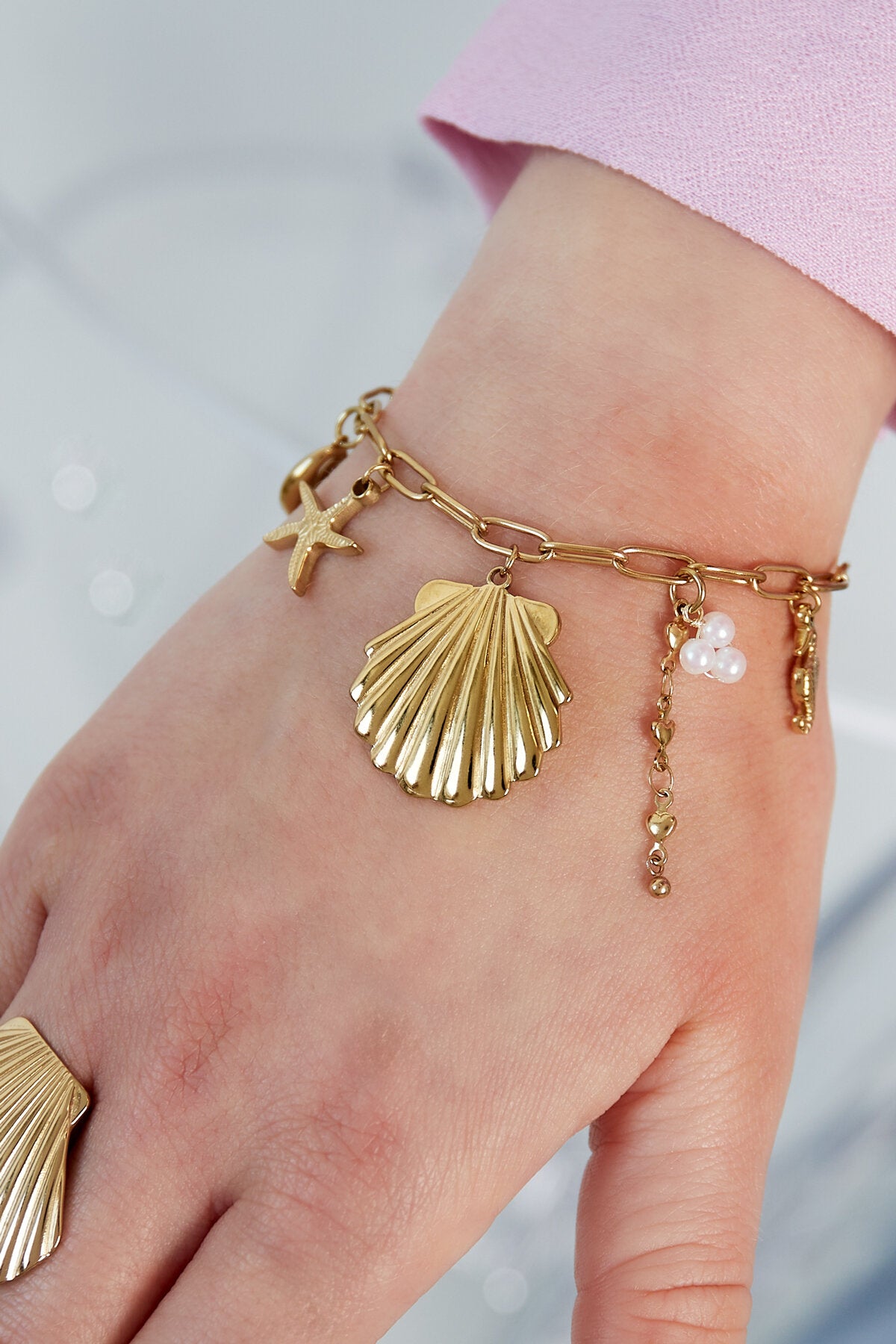 Elegant Gold Statement Charm Bracelet