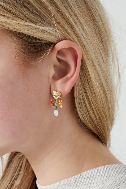 Elegant Gold & Orange Drop Earrings for Spring/Summer