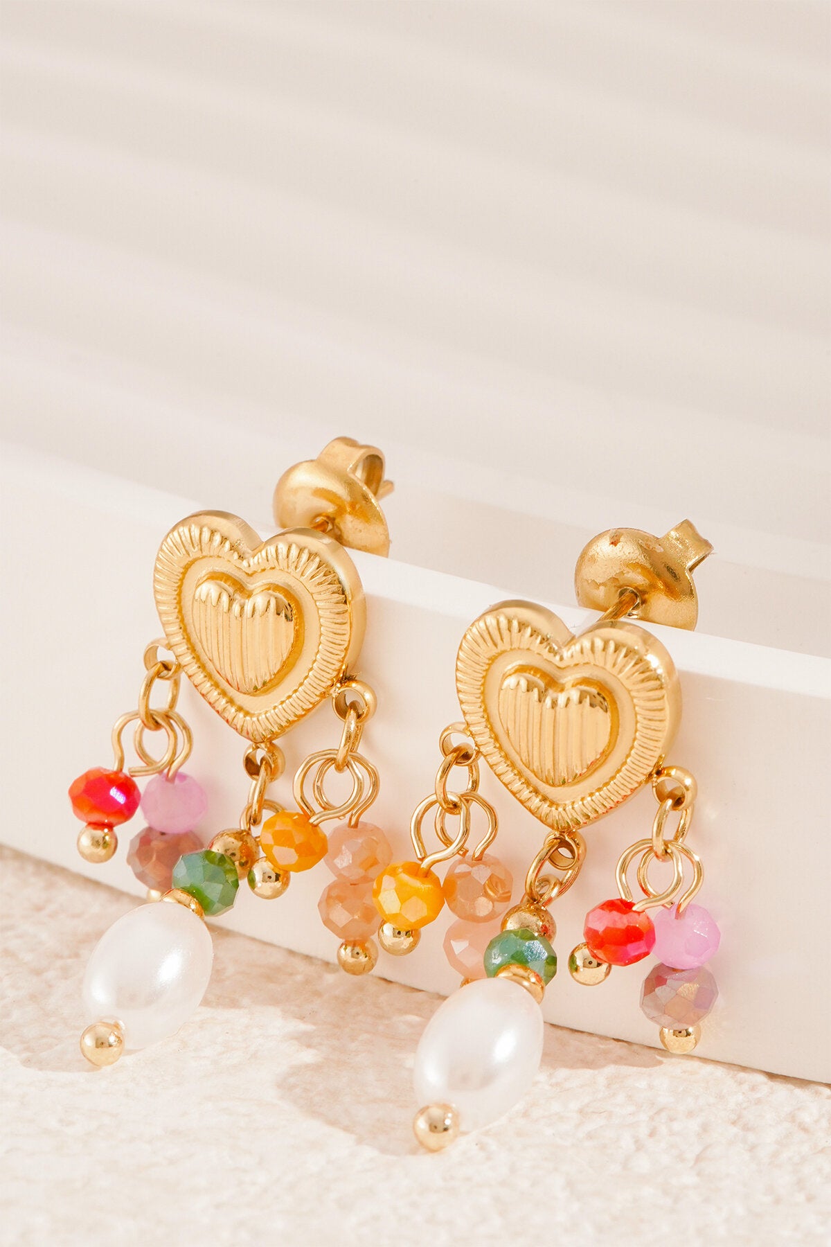 Elegant Gold & Orange Drop Earrings for Spring/Summer