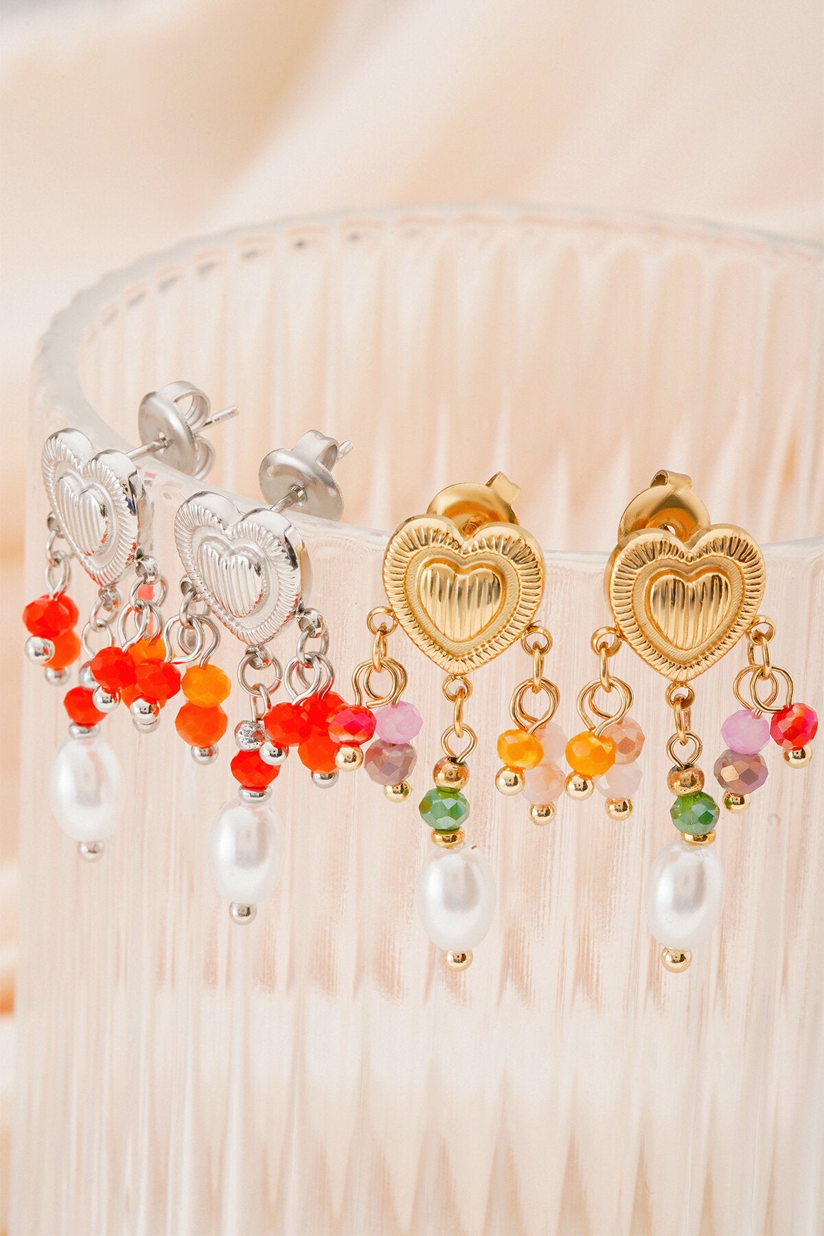 Elegant Gold & Orange Drop Earrings for Spring/Summer