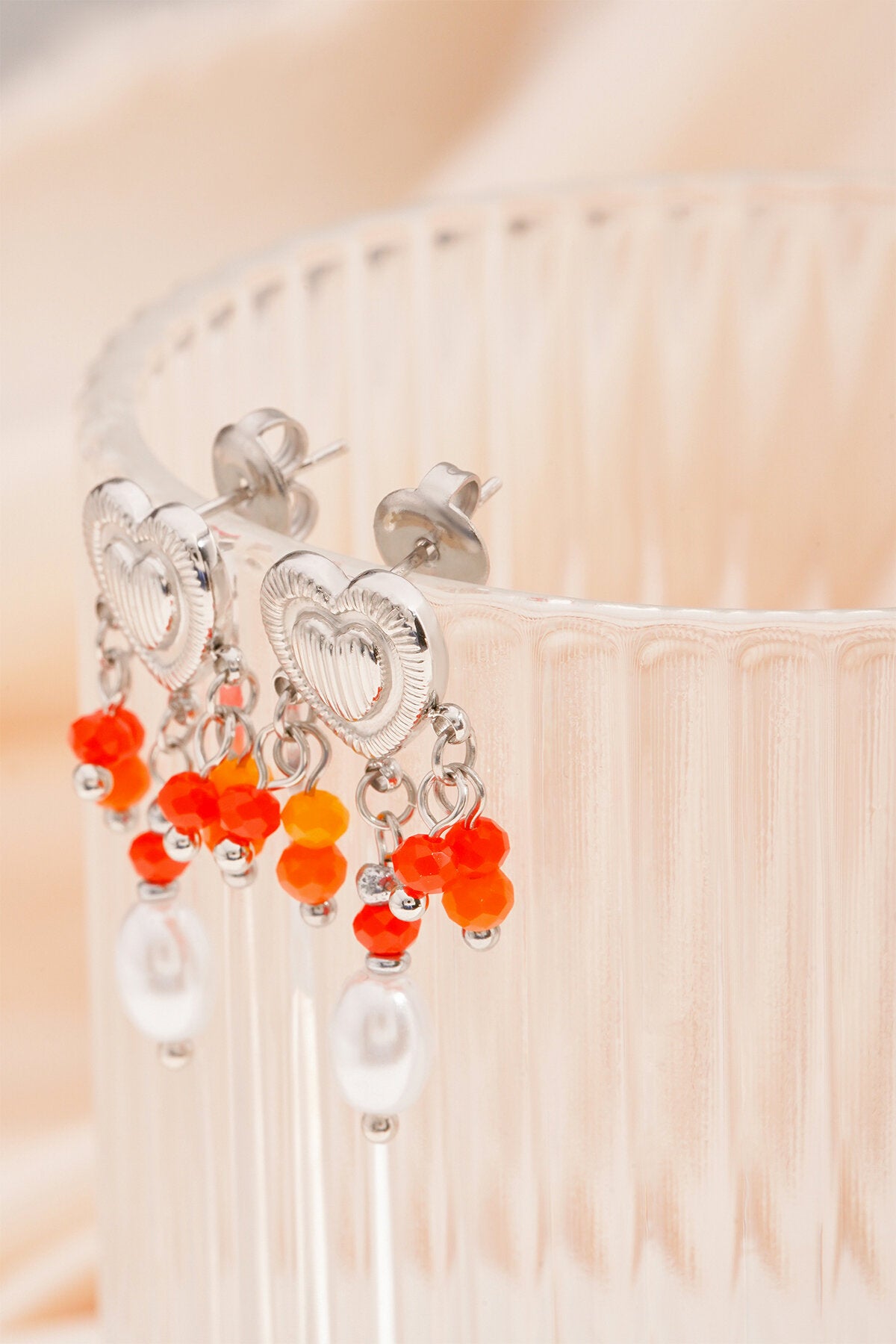 Elegant Gold & Orange Drop Earrings for Spring/Summer