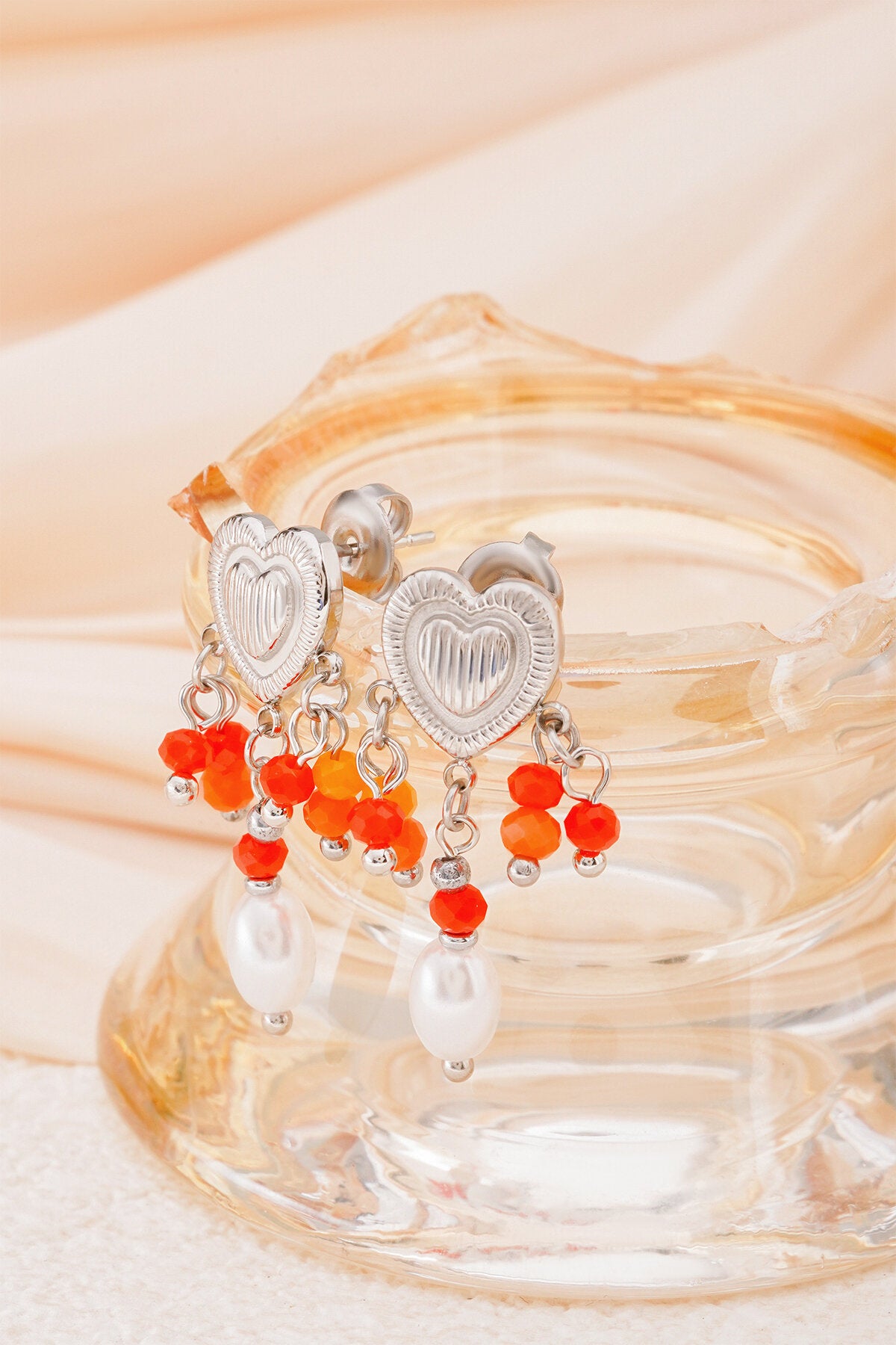 Elegant Gold & Orange Drop Earrings for Spring/Summer