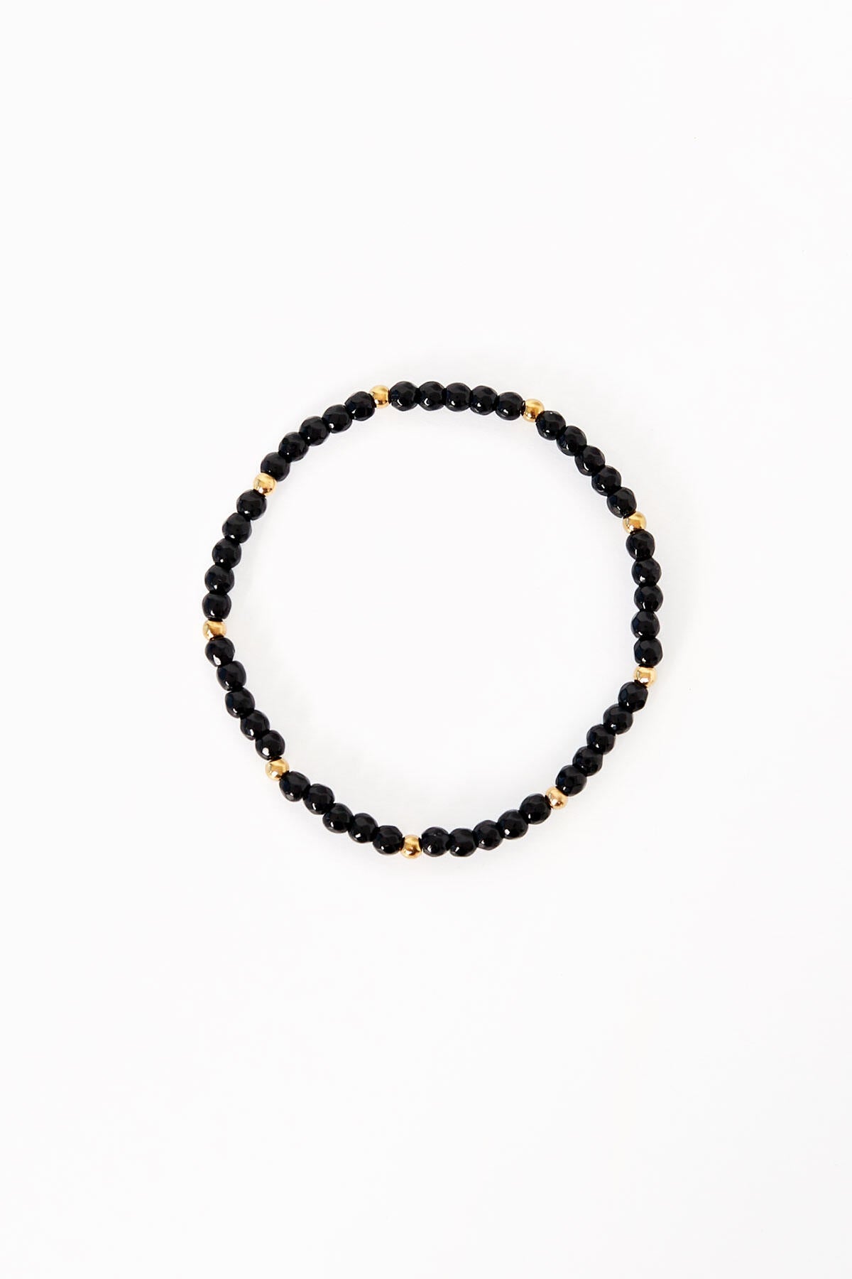 Elegant Black Beaded Bracelet - Stainless Steel Statement