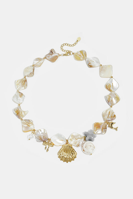 Elegant Gold Sea Shell Beaded Necklace for Women