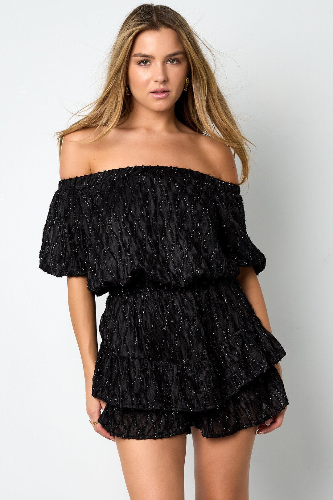 Elegant Apricot & Black Ruffle Edge Bodysuit