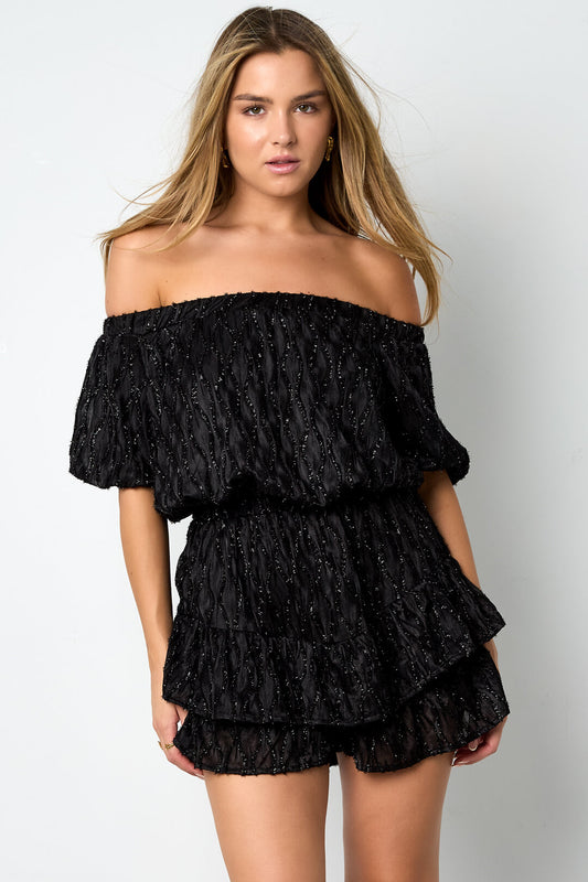 Elegant Apricot & Black Ruffle Edge Bodysuit