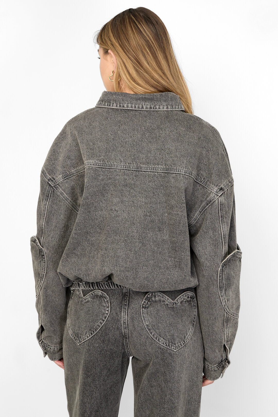 Gimme Grey & Pink Denim Jacket Set for All Fits