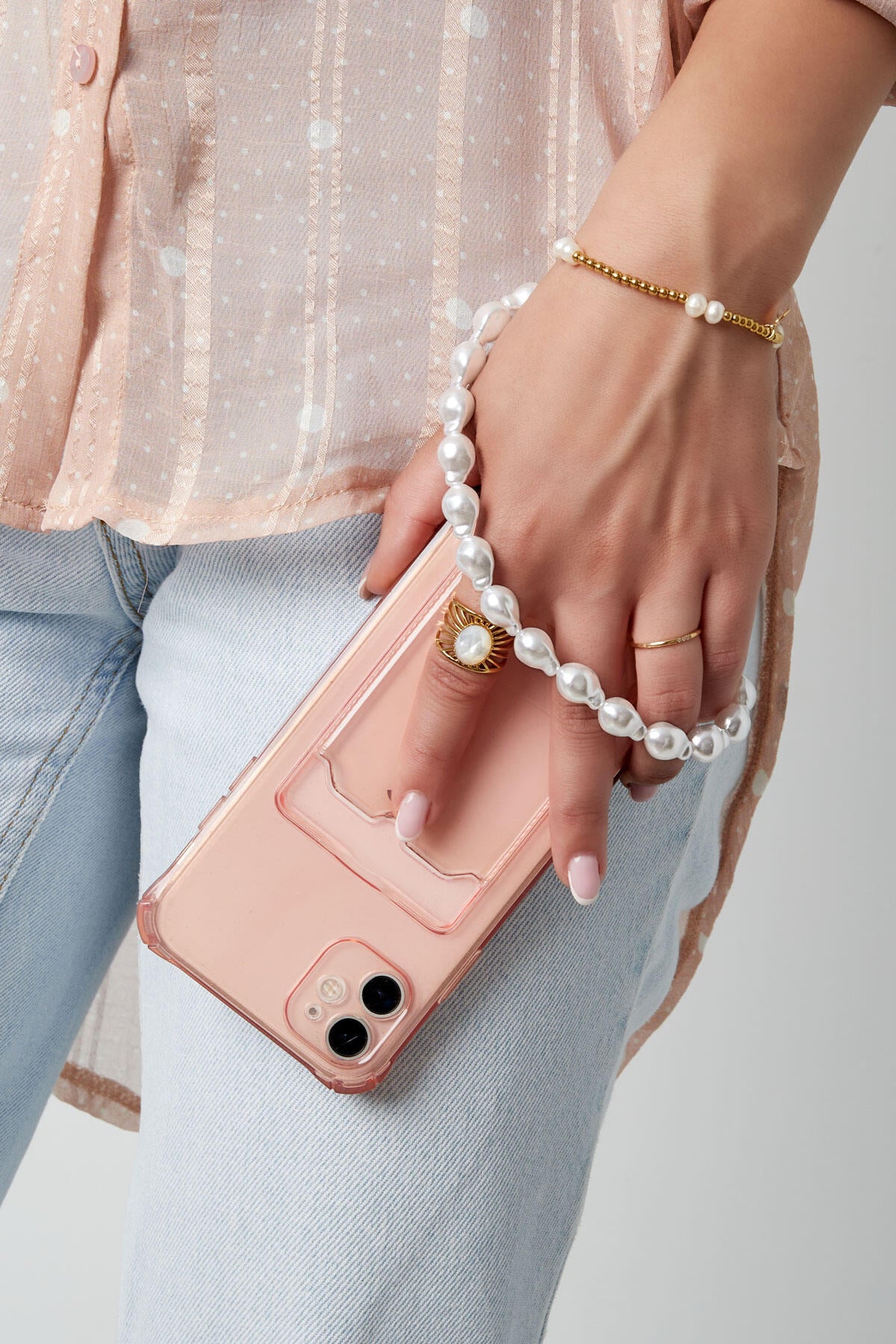 Elegant White Gold Phone Chain - Stay Stylish & Connected