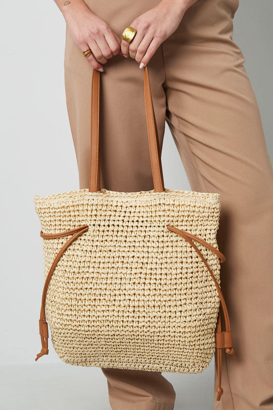 Eco-friendly Paper Shoulder Bag in Beige and Off-White
