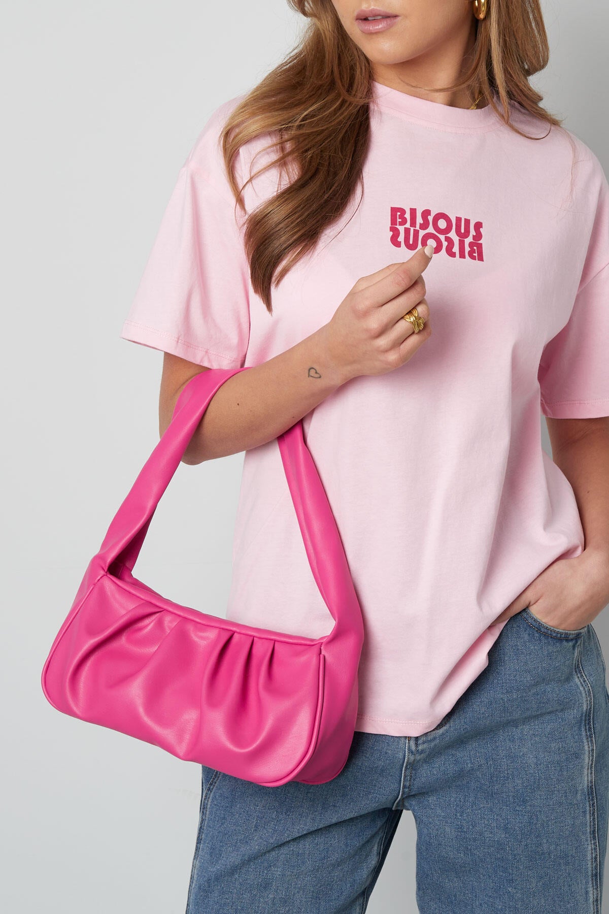 Stylish PU Shoulder Bag in Blue, Black, and Fuchsia
