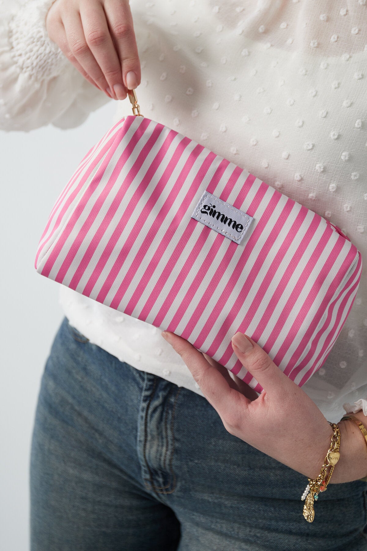 Stylish Pink Polyester Makeup Bag