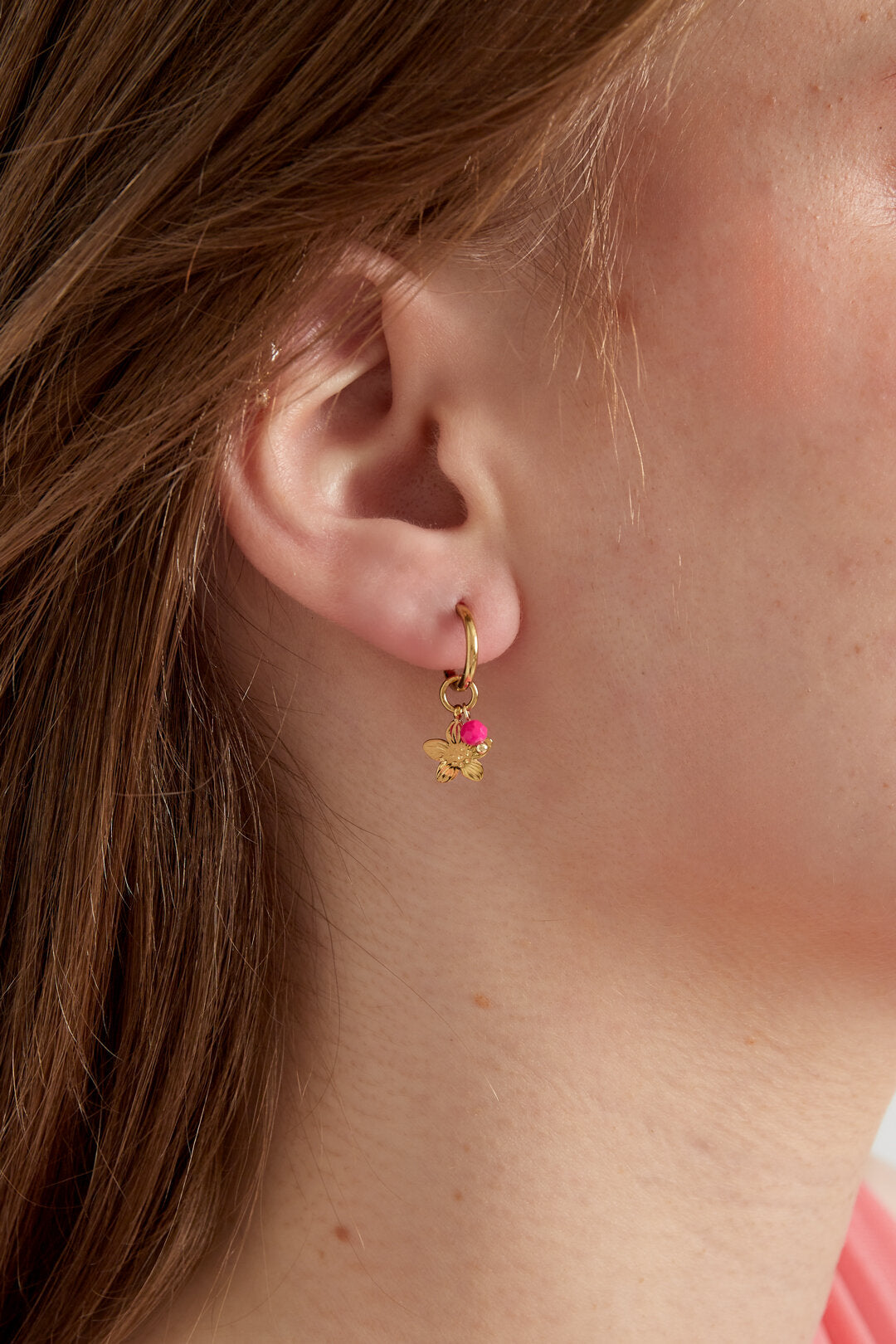 Elegant Rose Red & Gold Drop Earrings for Spring