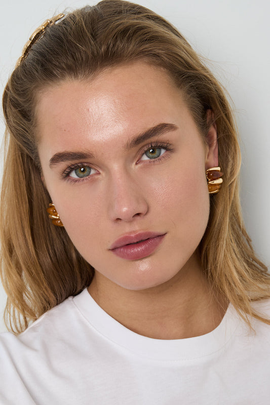 Chic Brown Acrylic Stud Earrings for Fall