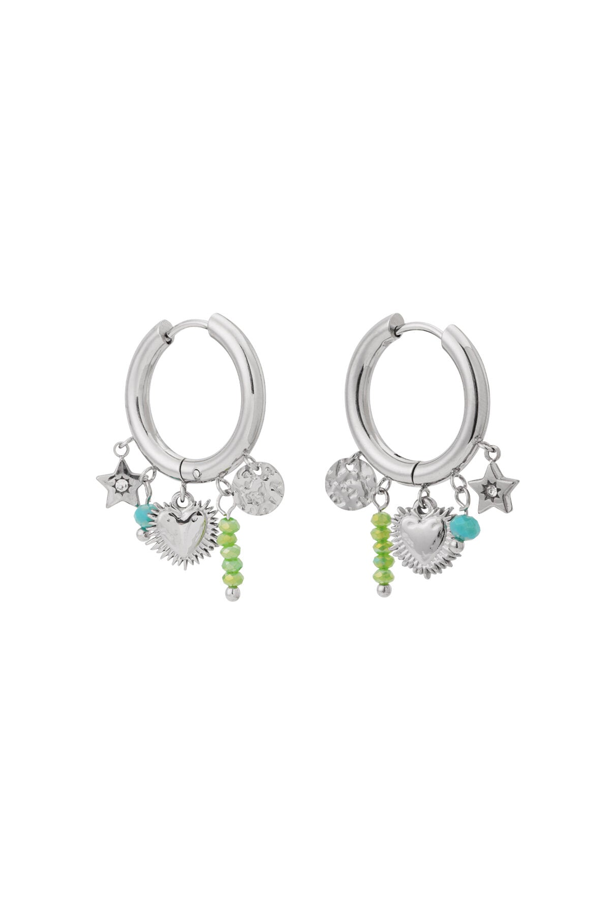 Elegant Rhinestone Heart & Star Drop Earrings