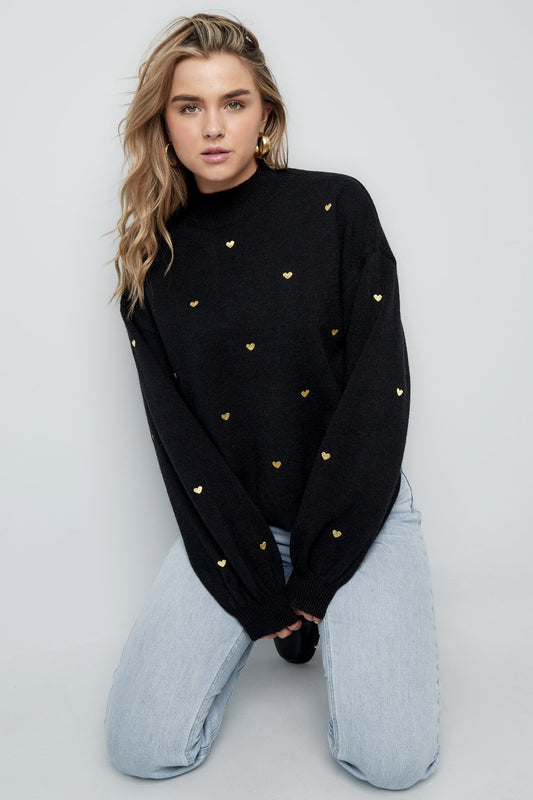 Soft Acrylic Heart Knit Sweater for Fall Winter