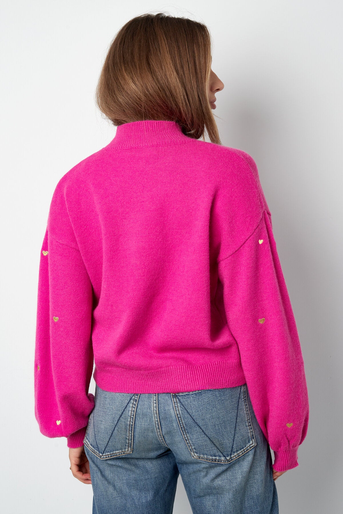 Soft Acrylic Heart Knit Sweater for Fall Winter