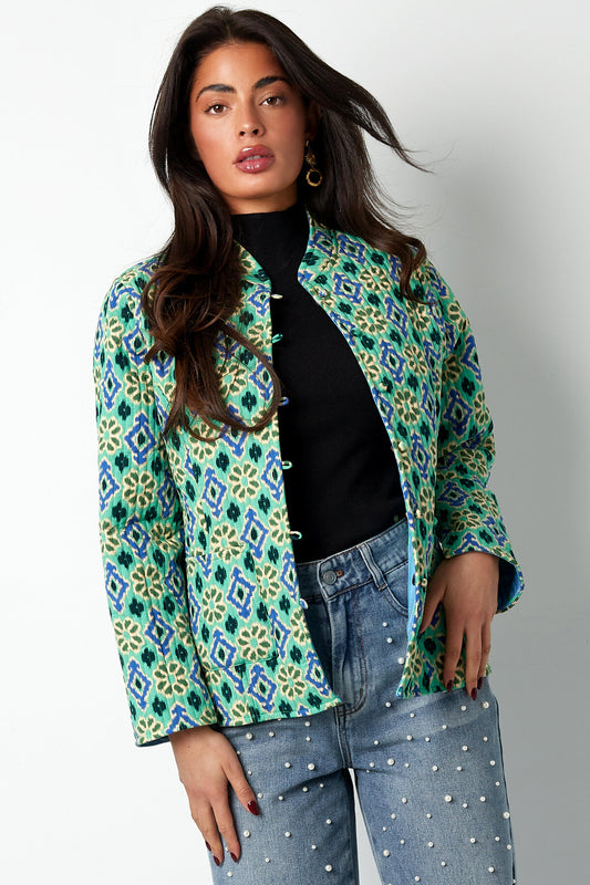 Boho Chic Green Rayon Jacket for Spring/Summer