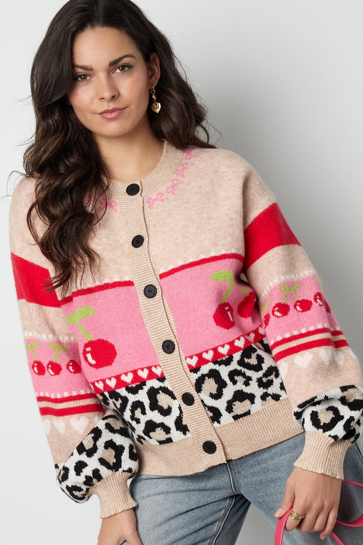 Chic Color Block Knit Cardigan for Fall/Winter