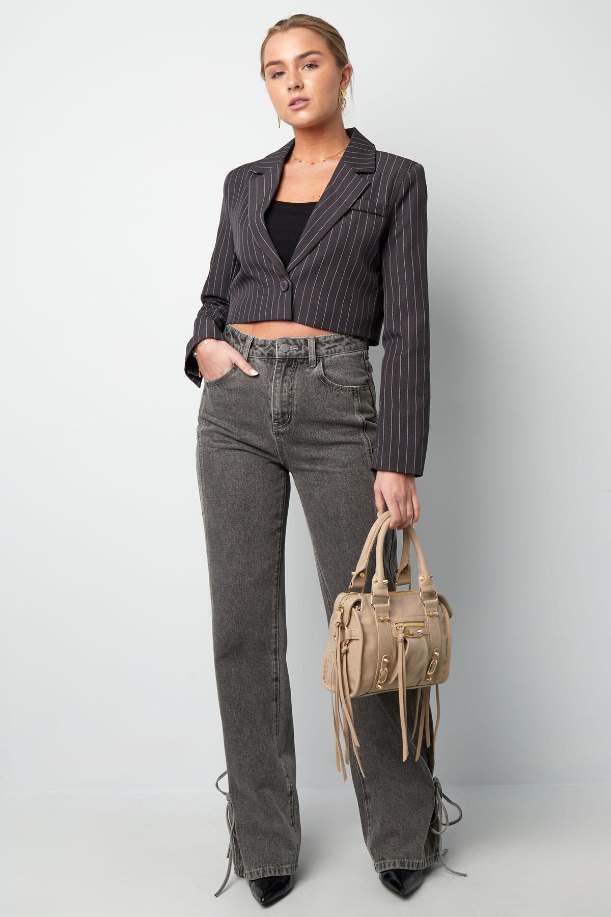 Elegant Ladies' Suit Set for Fall/Winter in Grey and Burgundy