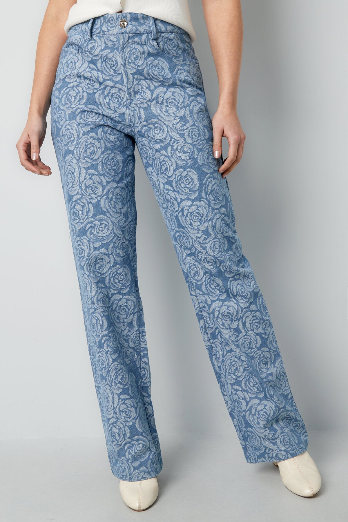 Stylish Cotton Floral Denim Pants for Casual Comfort