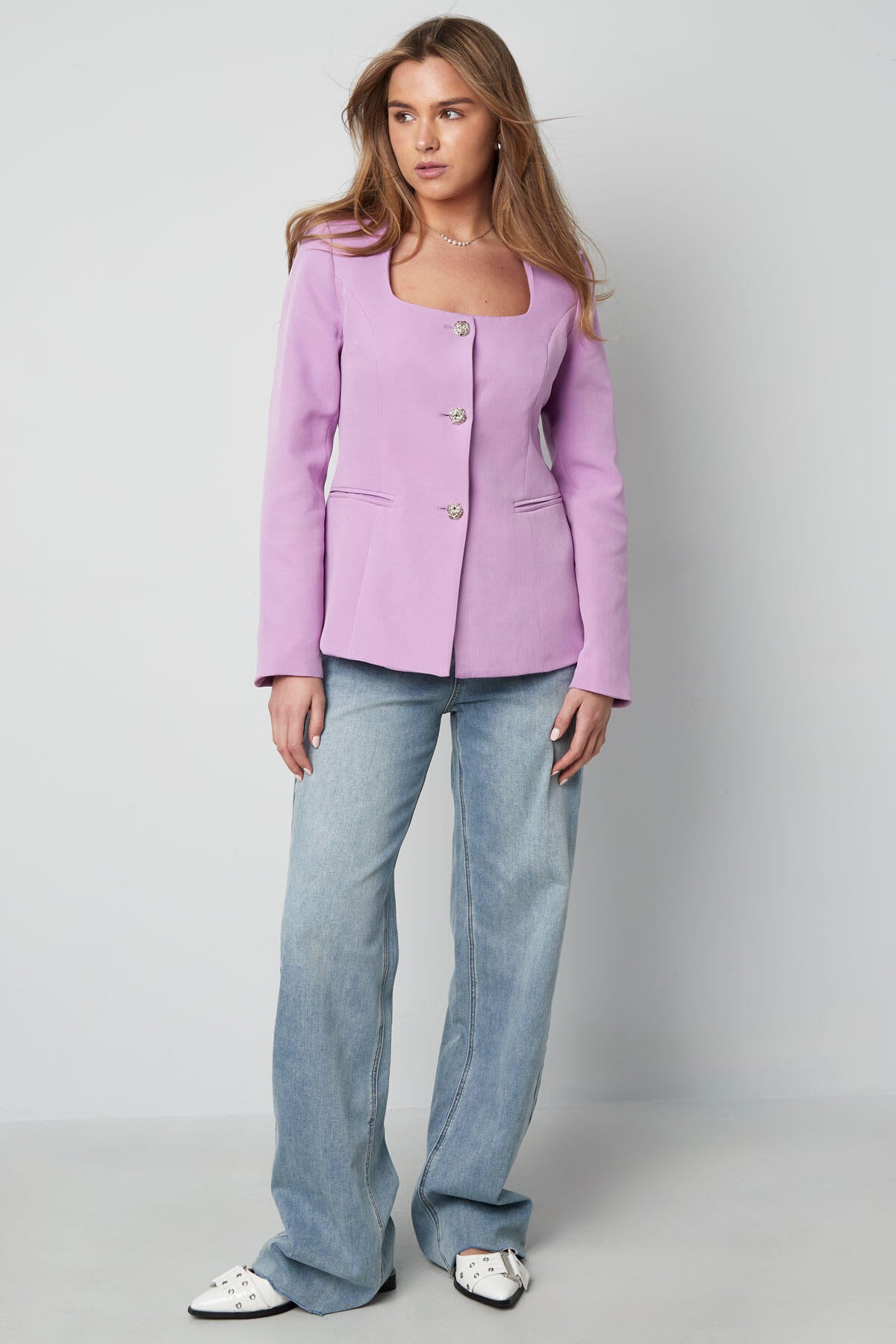 Elegant Ladies' Suit Set in Green, Black & Lilac