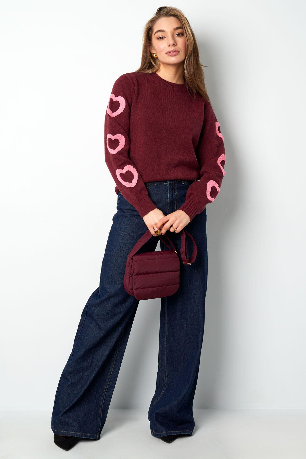 Cozy Knit Sweater for Fall Winter, Pink & Red Options