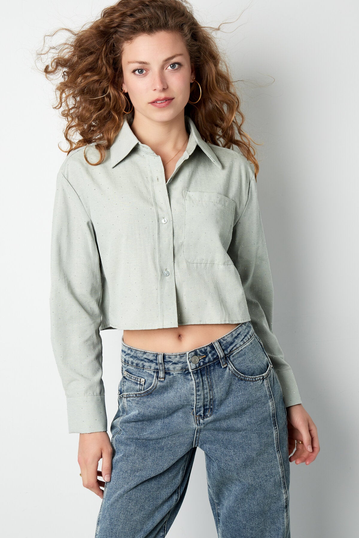 Soft Cotton Blouse in Grey, Pink, Black, and Light Blue