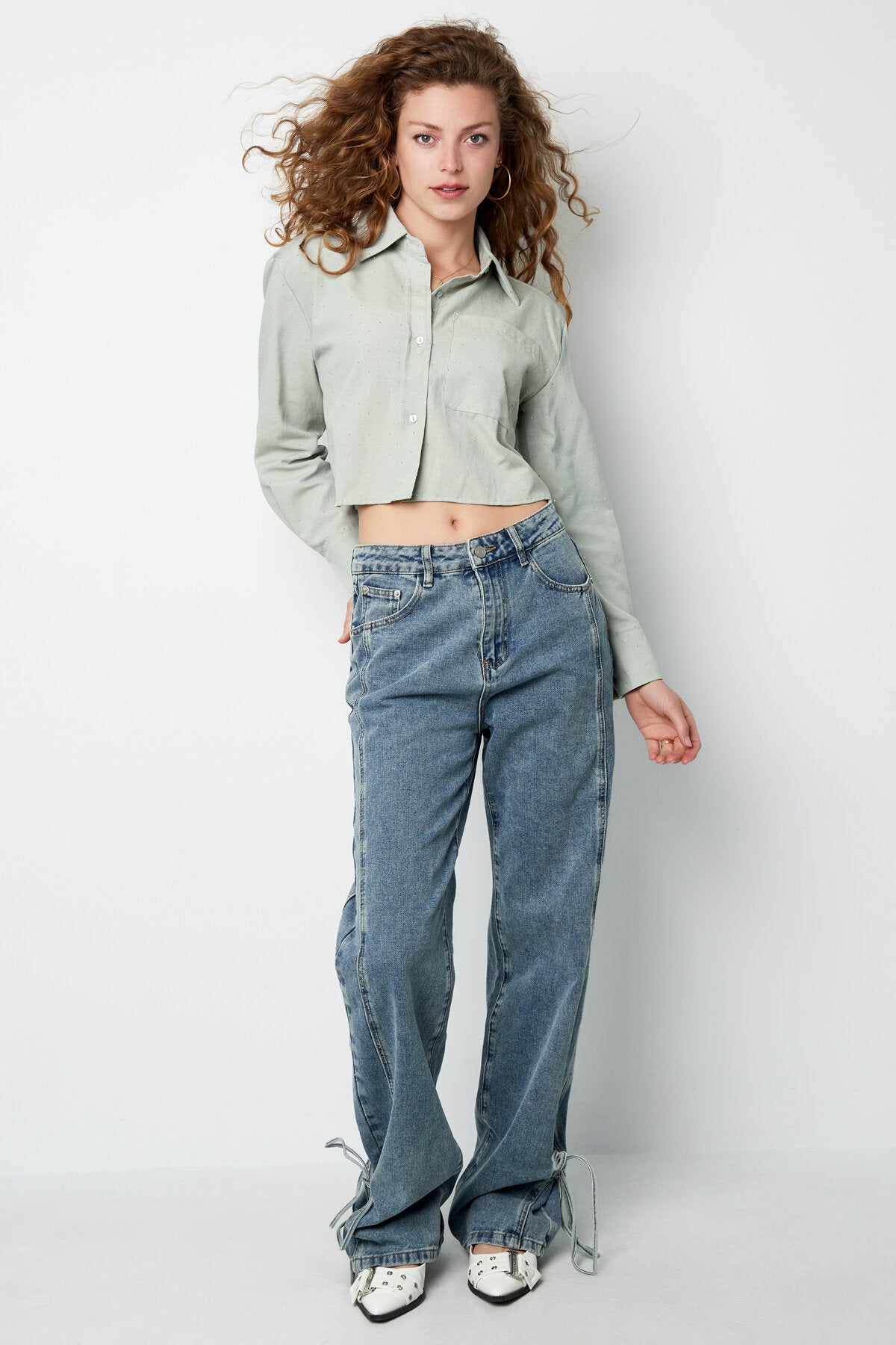 Soft Cotton Blouse in Grey, Pink, Black, and Light Blue