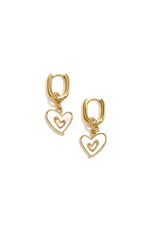 Elegant Gold Heart Shell Drop Earrings for Women