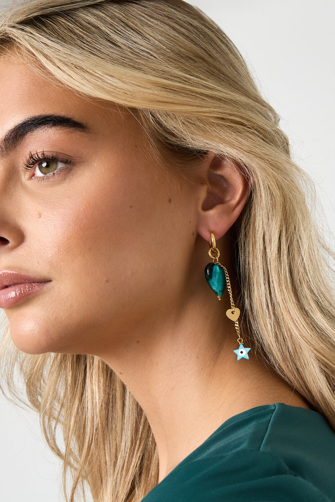 Elegant Blue Heart & Star Drop Earrings for Daily Wear