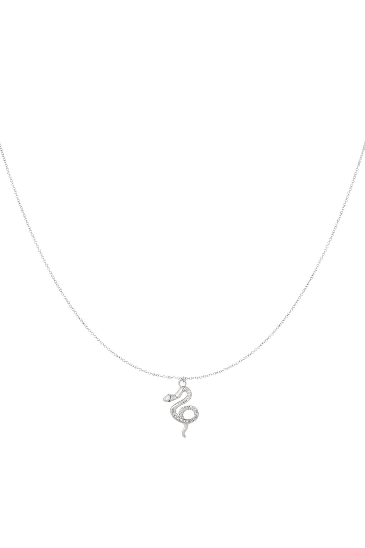 Elegant Rhinestone Snake Pendant Necklace, Silver & Gold