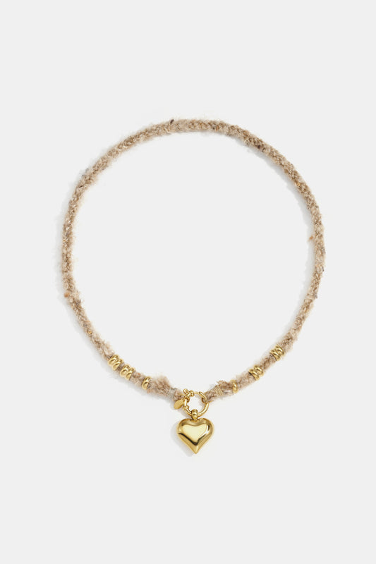 Lumé Simple Heart Pendant Necklace, Pink & Coffee Brown