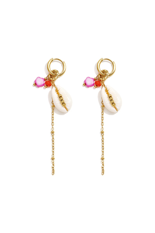 Hangende oorbellen van roestvrij staal met schelpmotief, Simple Simple serie, dames sieraden