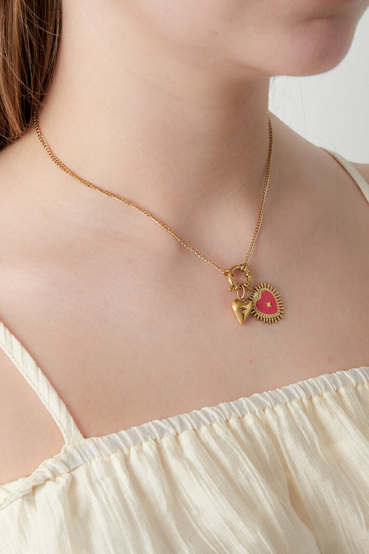 Elegant 14K Gold Plated Flower Heart Pendant Necklace