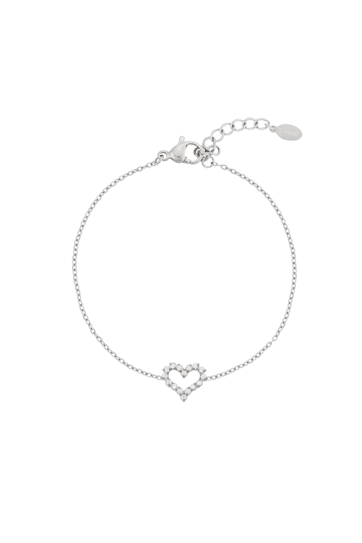 Elegant Heart Charm Bracelet in Silver & Gold
