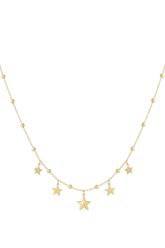 Elegant Star Rhinestone Necklace in Silver & Gold