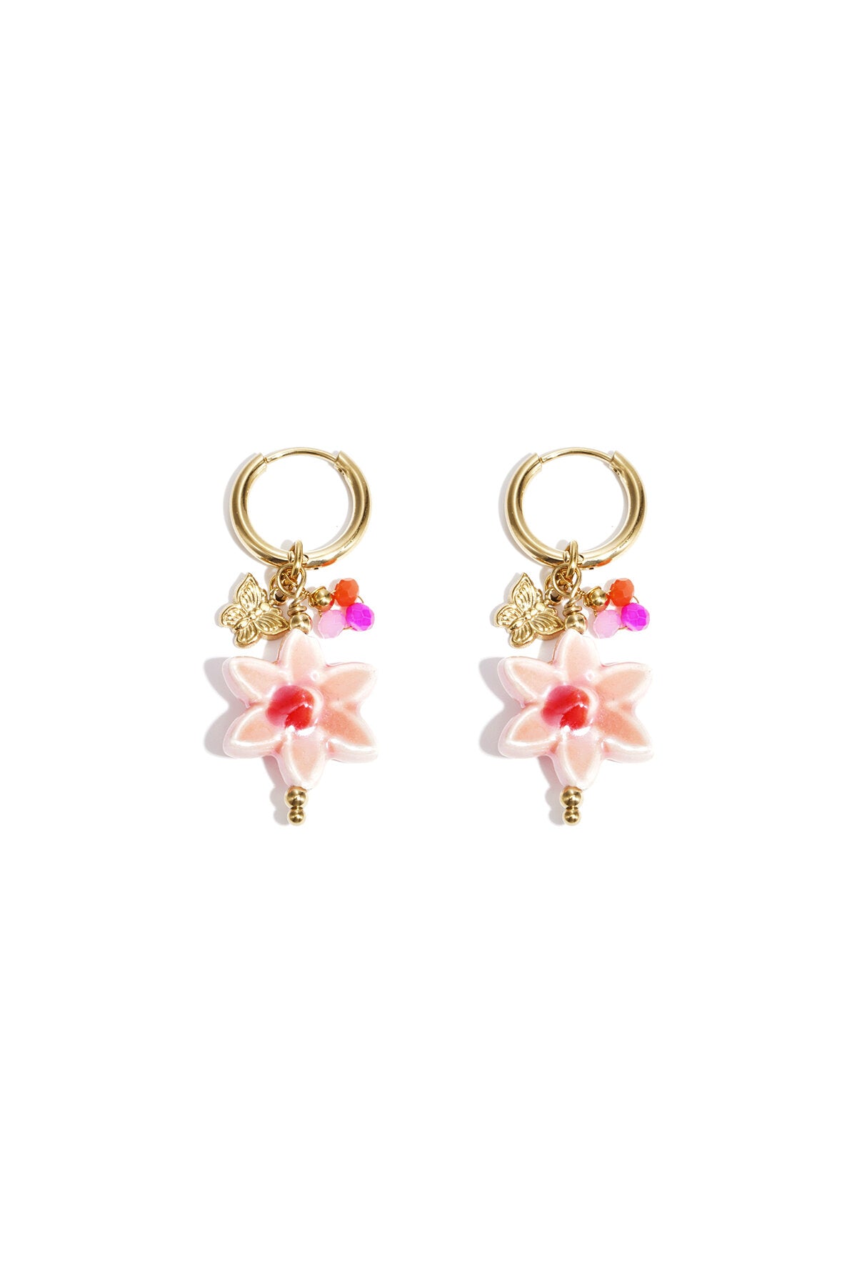 Elegant Pink 14K Gold Plated Drop Earrings