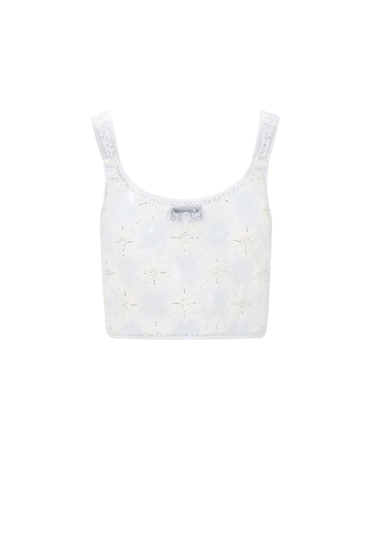 Elegant Off-White Sleeveless Top with Floral Print
