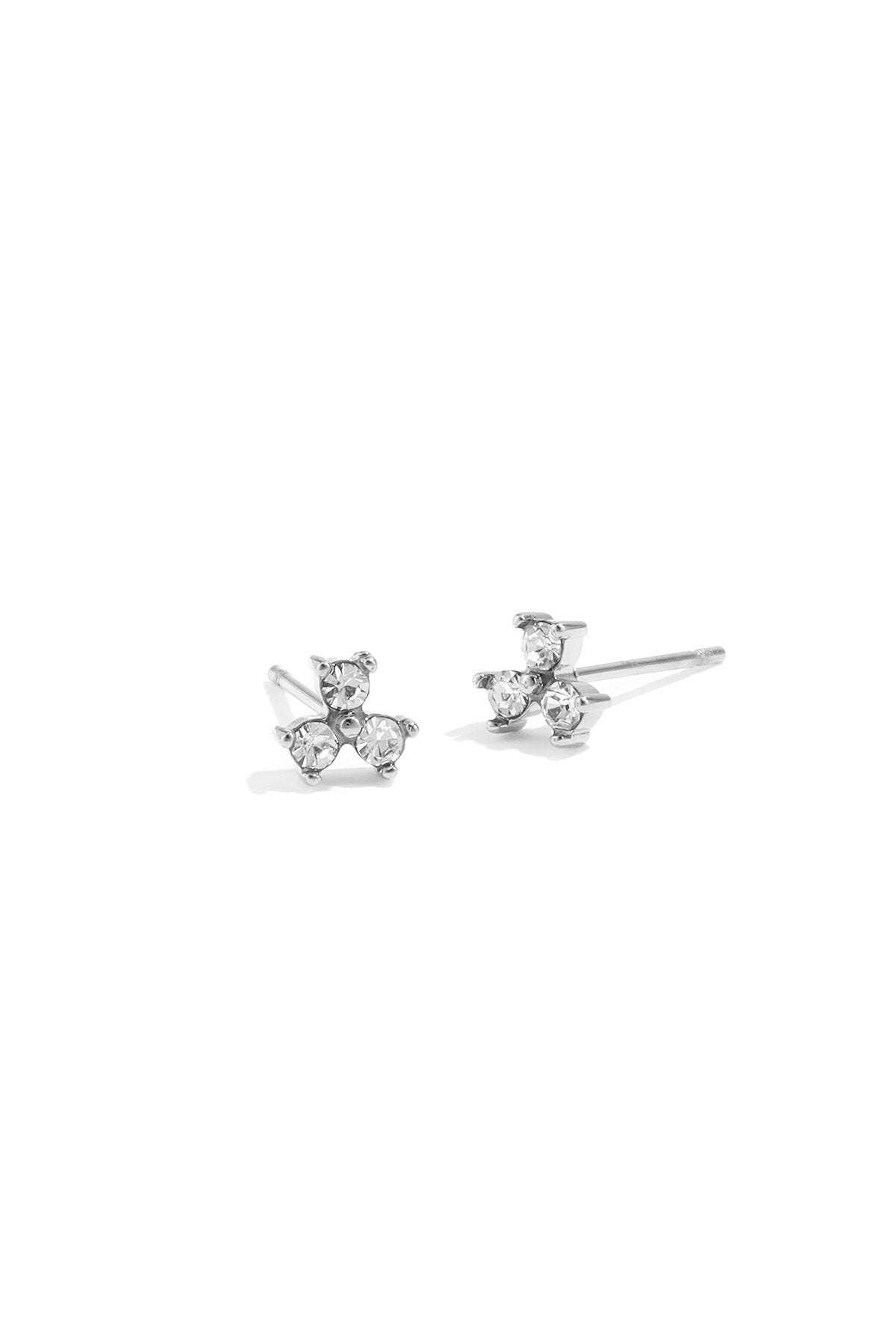 Stylish Mini Rhinestone Stud Earrings - Silver & Gold