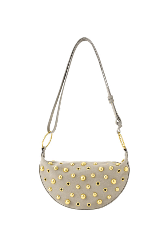 Chic Rivet Grey & Brown Shoulder Bag for Women