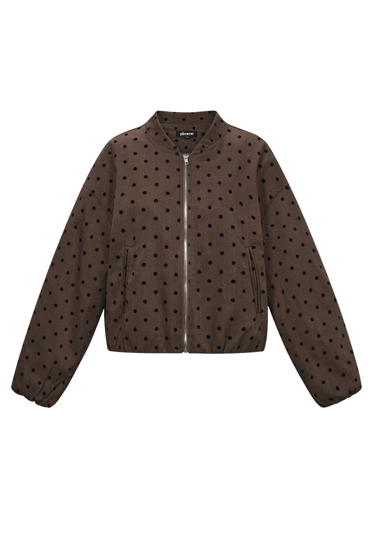 Wine Red & Dark Brown Polka Dot Winter Jacket