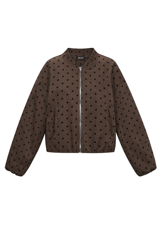Wine Red & Dark Brown Polka Dot Winter Jacket