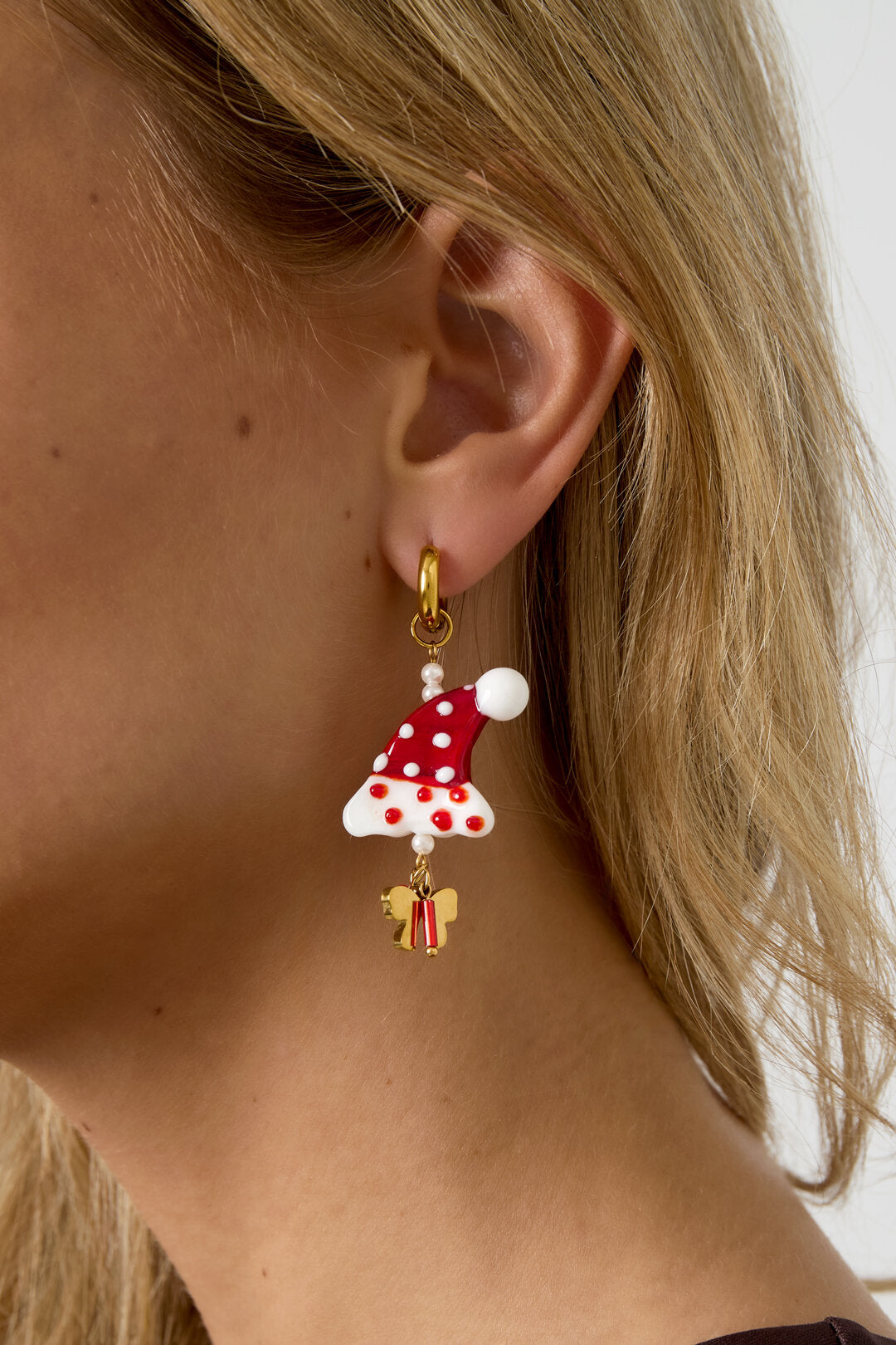 Crimson Stainless Steel Drop Earrings for Christmas