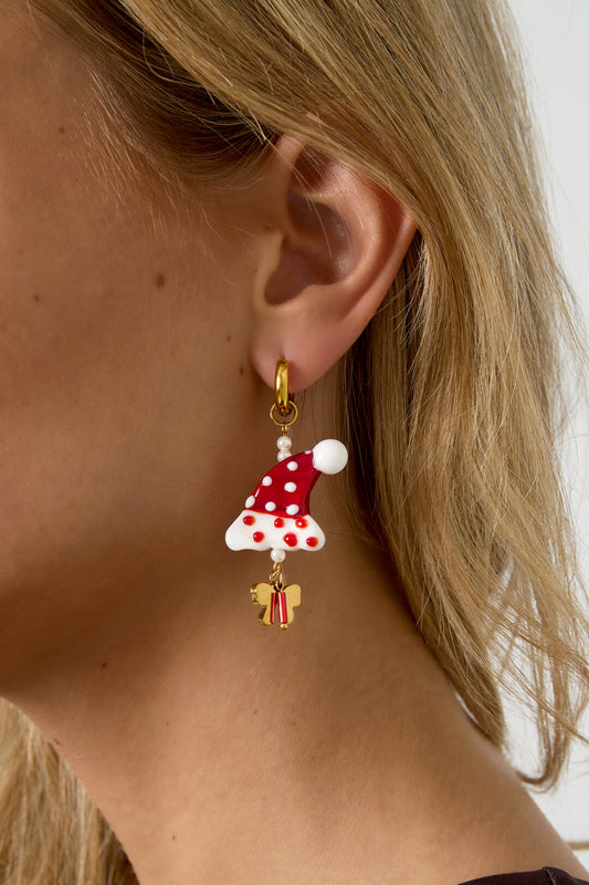 Crimson Stainless Steel Drop Earrings for Christmas