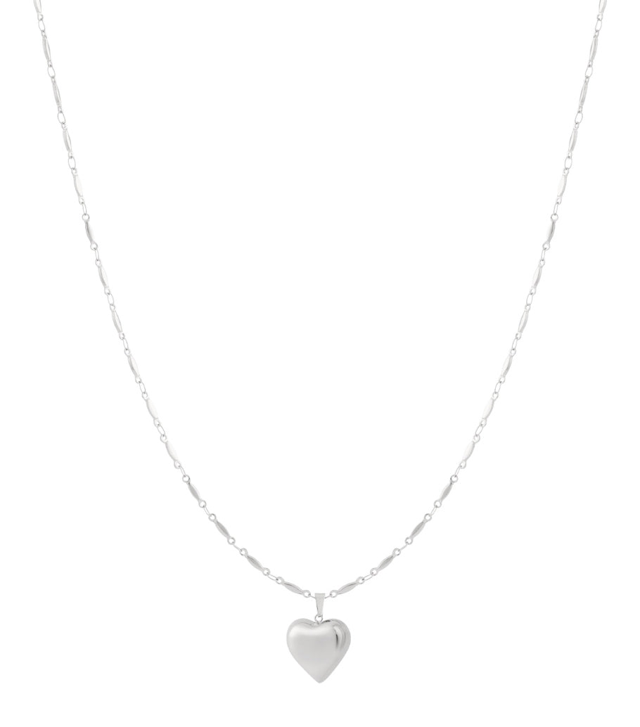 Elegant Long Heart Necklace in Silver & Gold