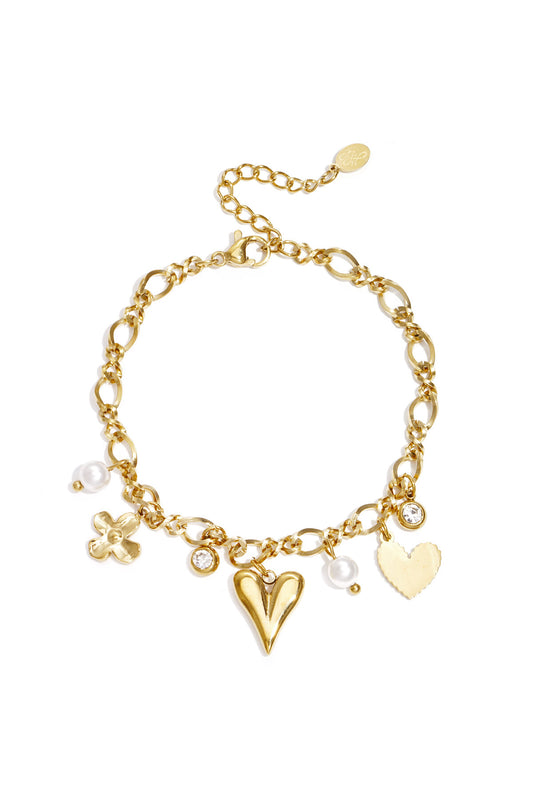 Elegant Gold-Toned Charm Bracelet for Women